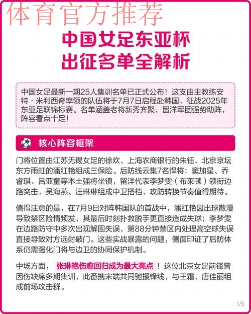 中国女足公布出征东亚杯26人名单